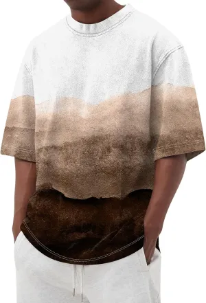 Mens Oversized T Shirts Heavy Cotton Washed Distressed American Vintage Tee Short Sleeve Casual Streetwear Basic Tops