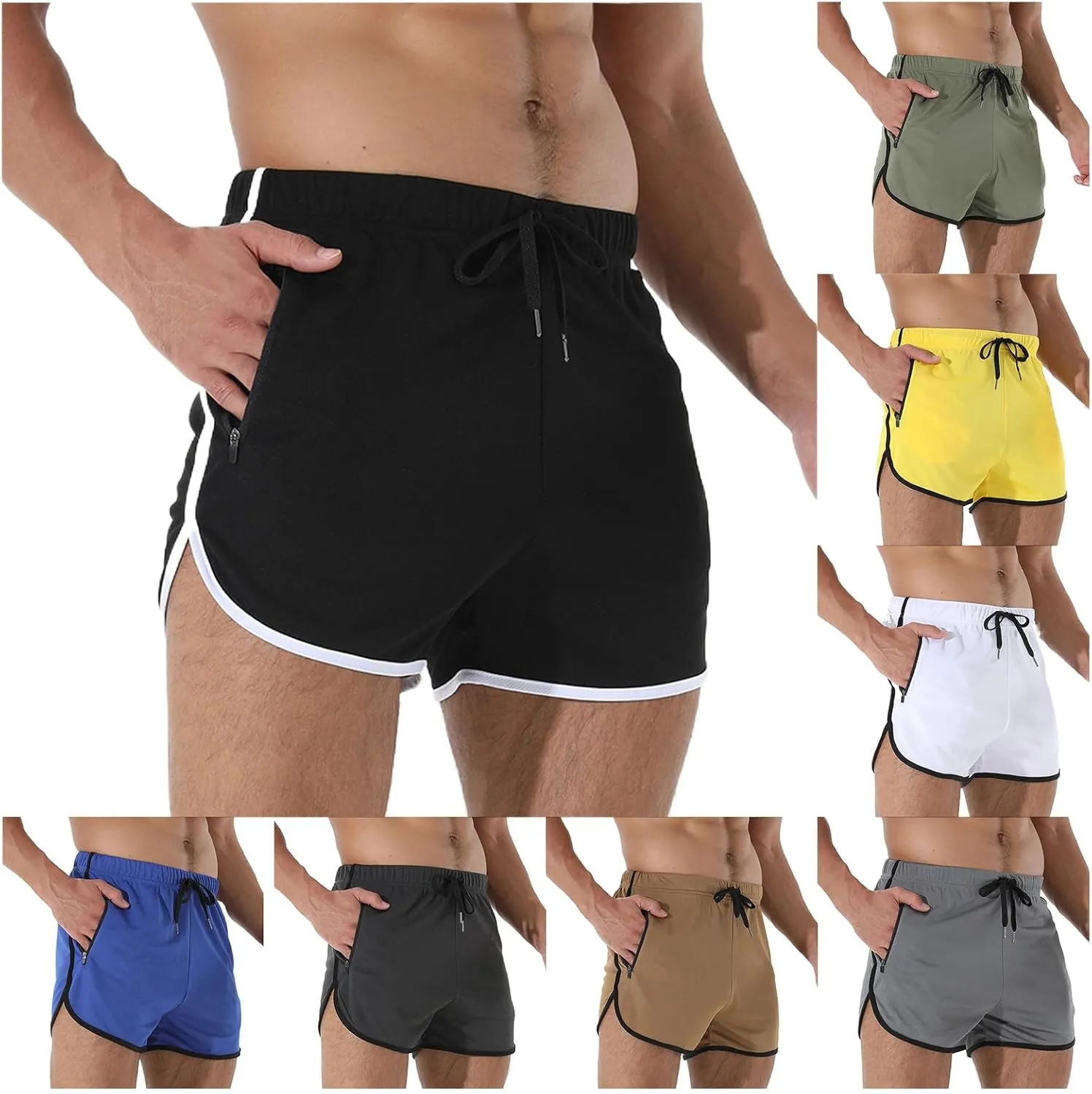 Mens Running Shorts 3 Inch Lightweight Beach Short Quick Dry Breathable Muscle Trunks Casual Mesh Workout Athletic
