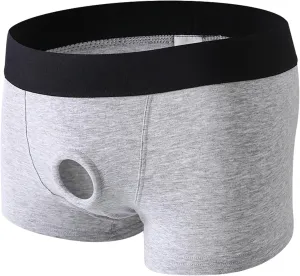 Men's Sexy Open Front Underwear Boxer Briefs Hollow Pouch Trunks Underwear Cut Out Bikini Trunks Men's Undie