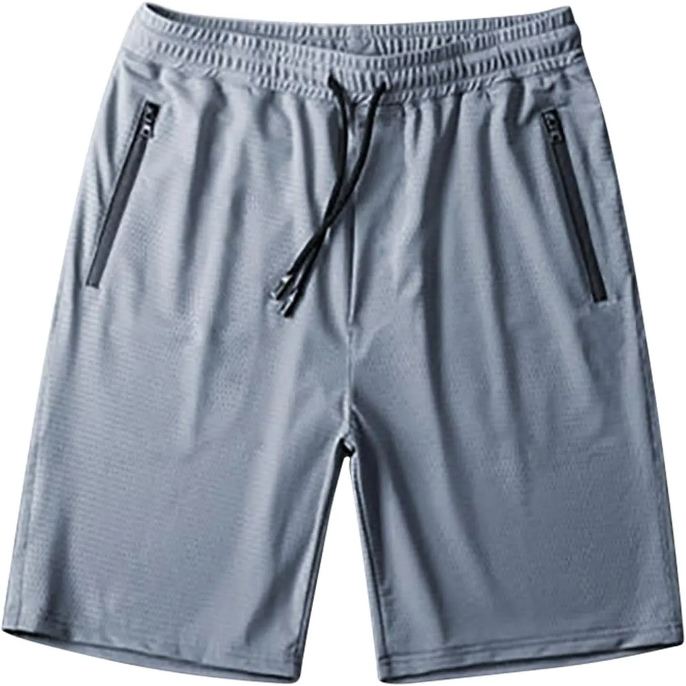 Mens Shorts 100% Cotton Elastic Waist Drawstring Joggers Shorts Quick Dry Running Workout Gym Shorts with Zip Pockets