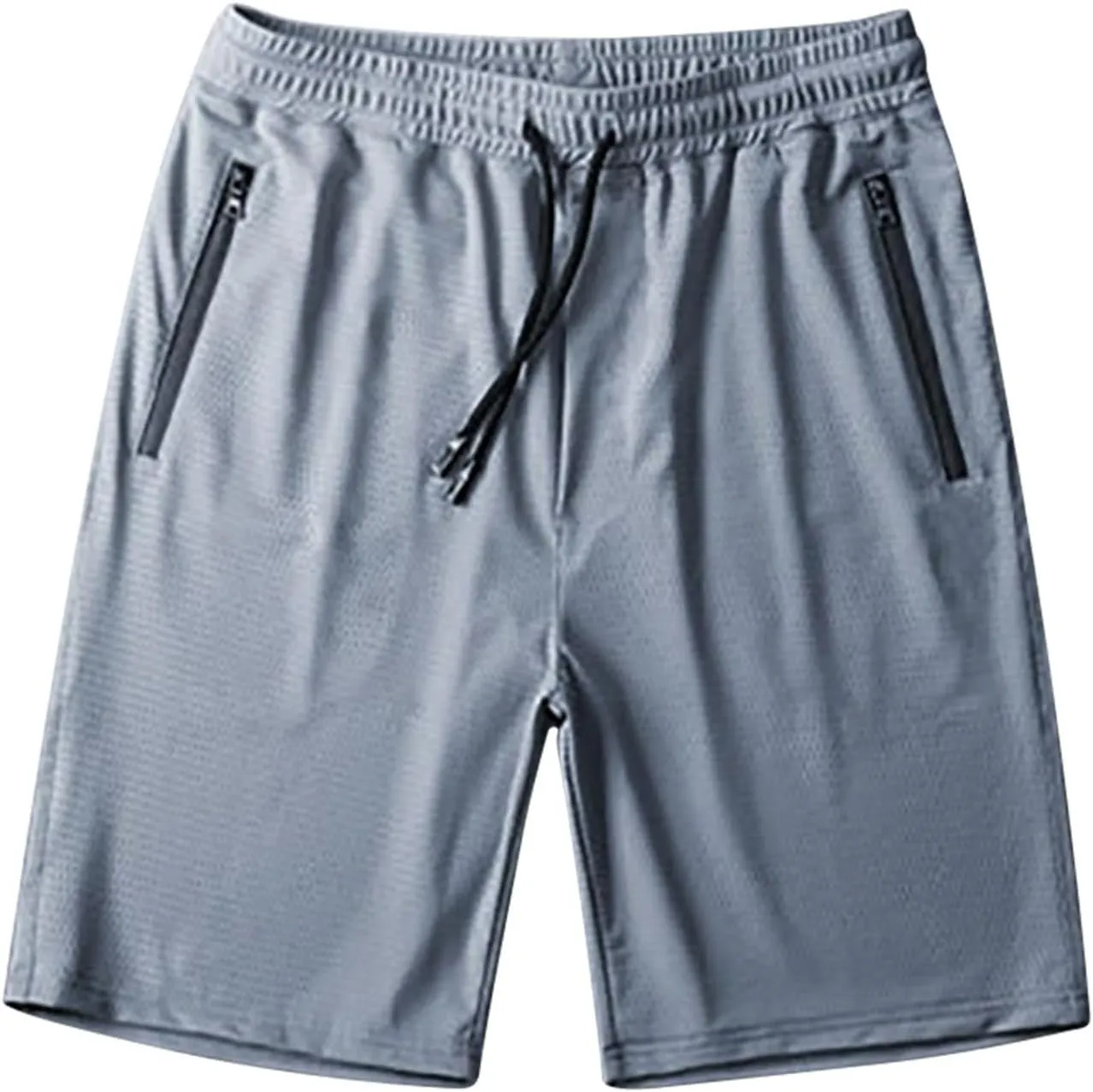 Mens Shorts 100% Cotton Elastic Waist Drawstring Joggers Shorts Quick Dry Running Workout Gym Shorts with Zip Pockets