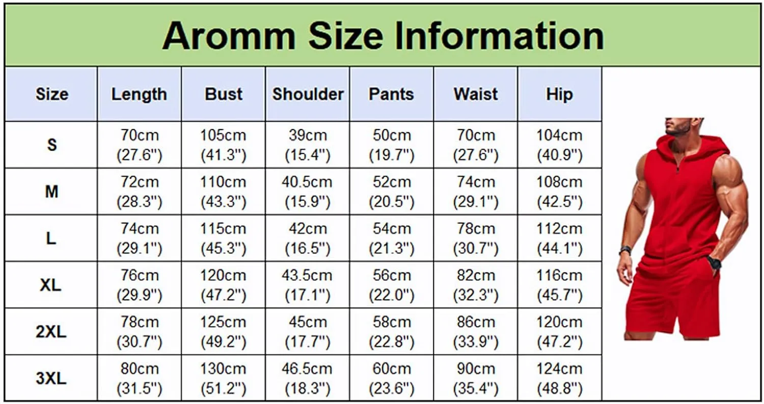 Men's Sleeveless Tracksuit Full Zip Hoodie Top & Elastic Waist Shorts 2 Pieces Summer Casual Outfits