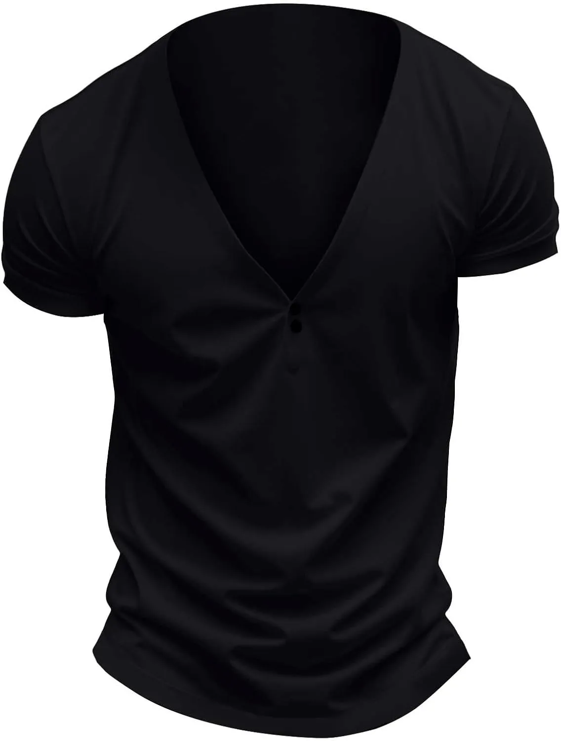 Mens Slim Fit Workout Shirts Deep V Neck Quick Dry Moisture Wicking Short Sleeve Athletic T-Shirts Summer Muscle Tees