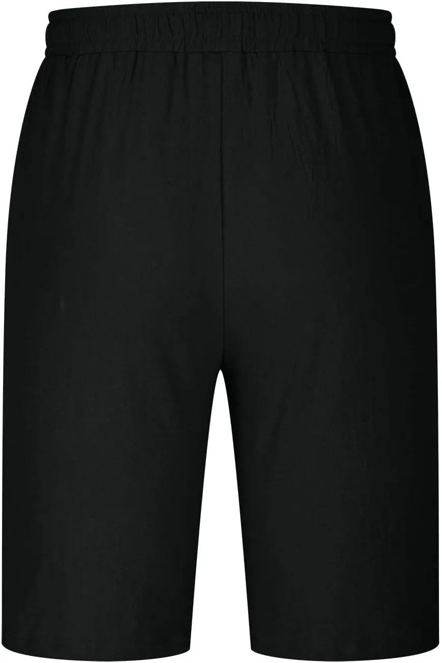 Mens Summer Shorts Casual Solid Drawstring Elastic Waist Shorts Baggy Vacation Beach Short Pants with Pockets