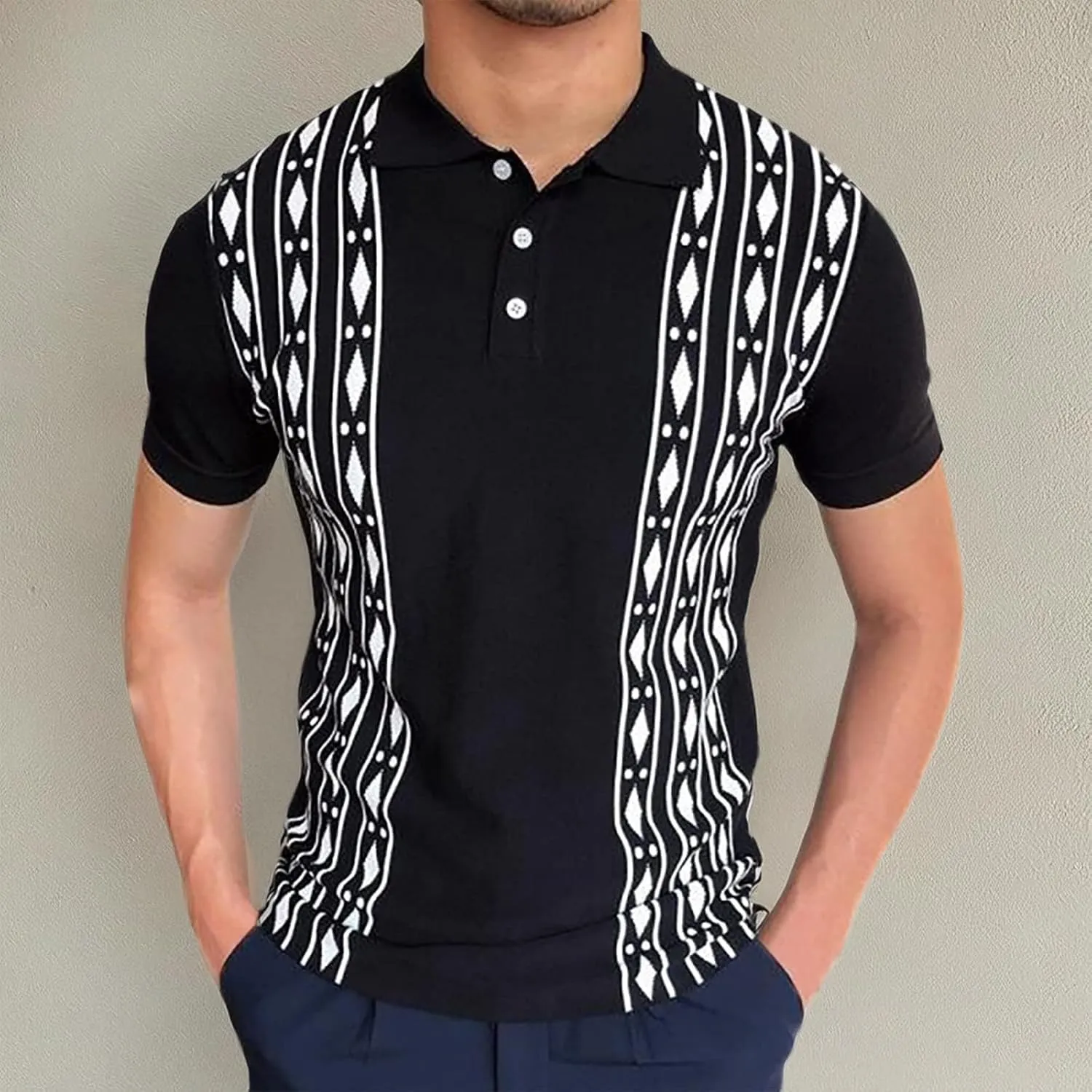 Mens Summer Striped Polos Golf Shirts Designer Pullover Modern Knit Shirts Slim Fit Short Sleeve Vintage Cardigans
