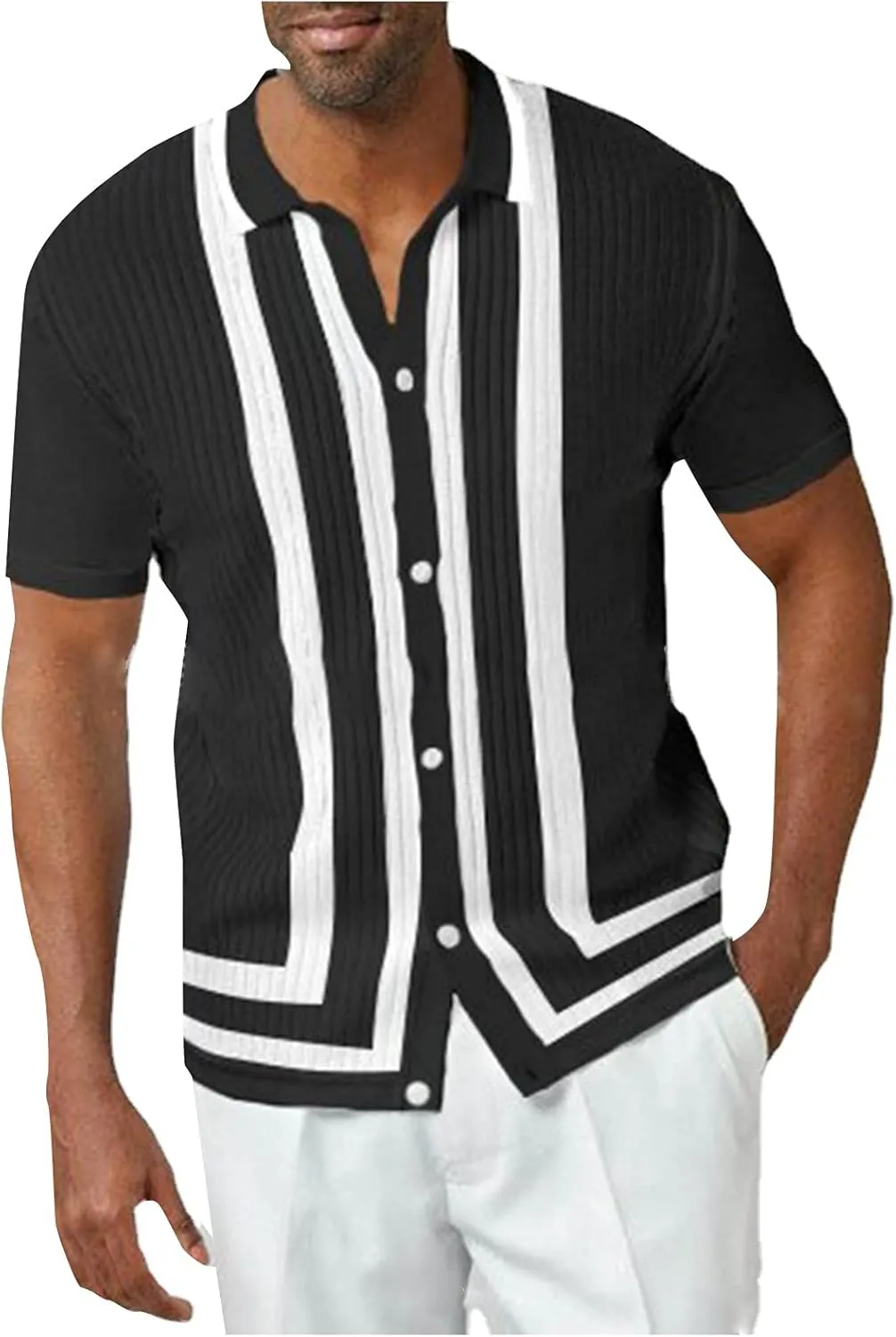 Mens Summer Striped Polos Golf Shirts Designer Pullover Modern Knit Shirts Slim Fit Short Sleeve Vintage Cardigans