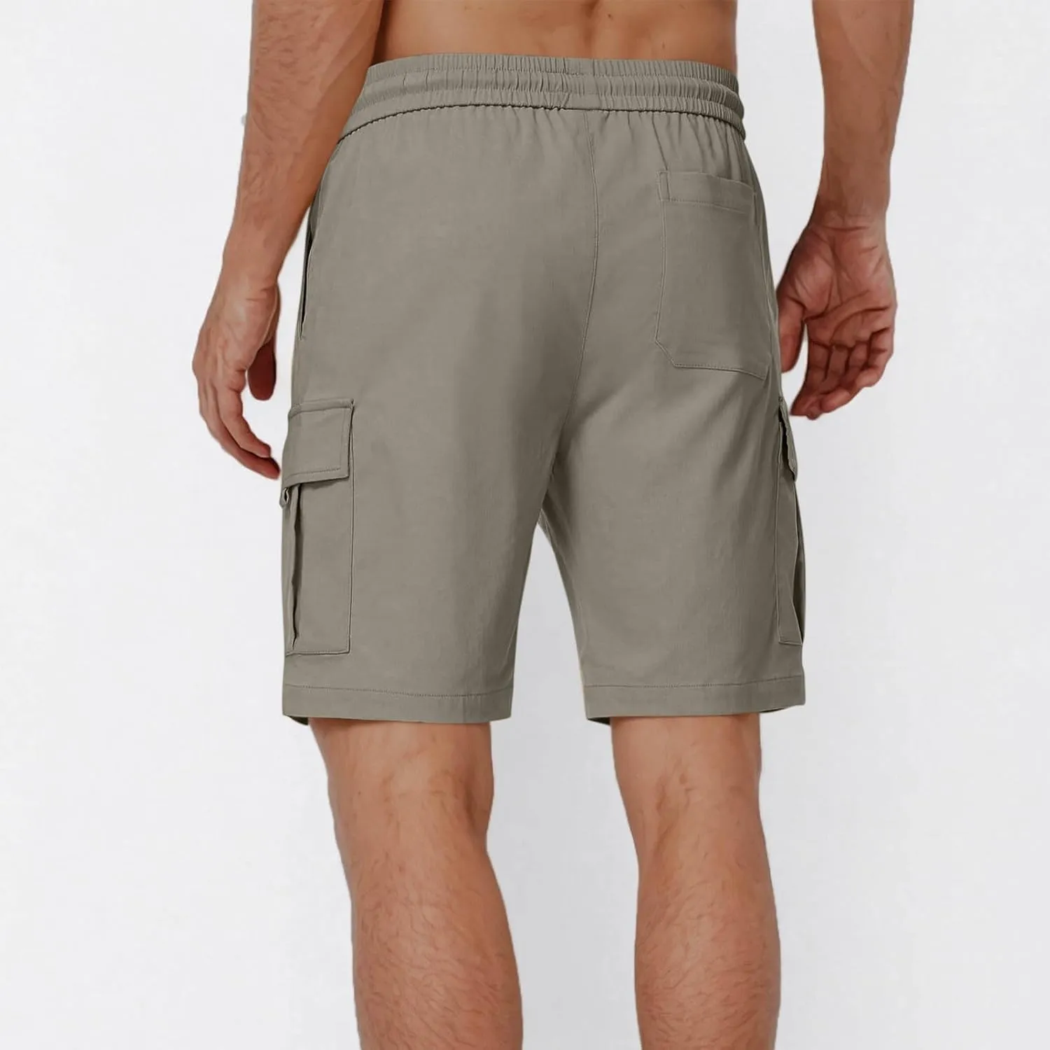 Men's Sweat Cargo Shorts Casual Cotton Drawstring Elastic Waist Short Athletic Workout Gym Jogger Shorts with Pocket