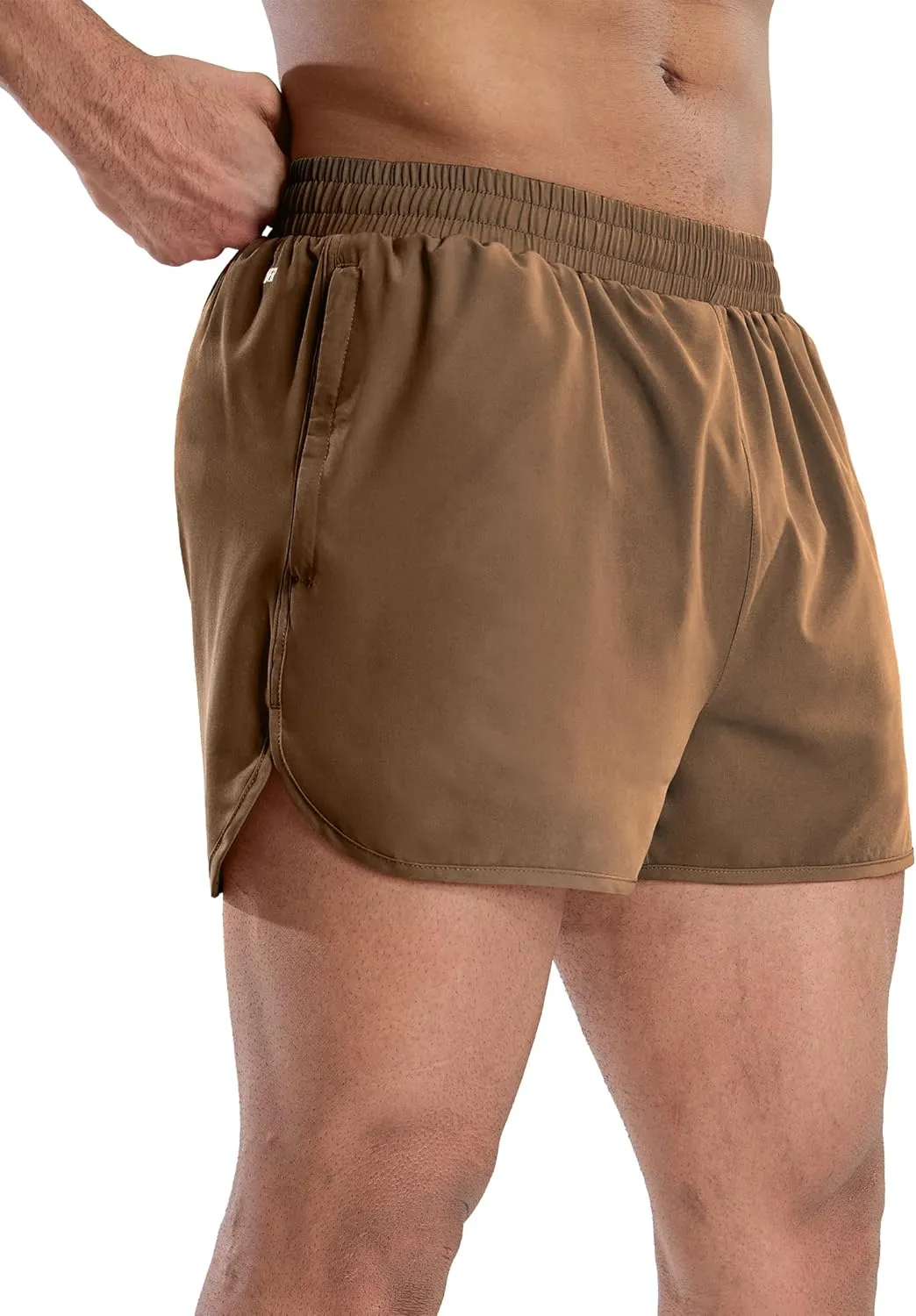 MIER Men’s Athletic Running Shorts with Brief Liner 3 Inch Quick Dry Lined Shorts with Zipper Pockets for Gym Workout