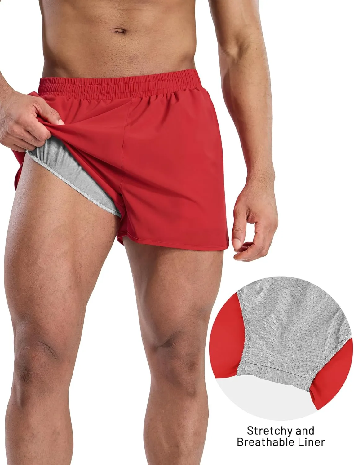 MIER Men’s Athletic Running Shorts with Brief Liner 3 Inch Quick Dry Lined Shorts with Zipper Pockets for Gym Workout