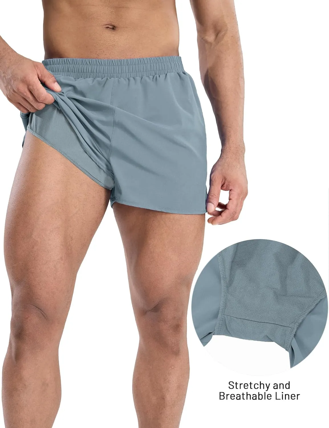 MIER Men’s Athletic Running Shorts with Brief Liner 3 Inch Quick Dry Lined Shorts with Zipper Pockets for Gym Workout