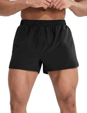 MIER Men’s Athletic Running Shorts with Brief Liner 3 Inch Quick Dry Lined Shorts with Zipper Pockets for Gym Workout