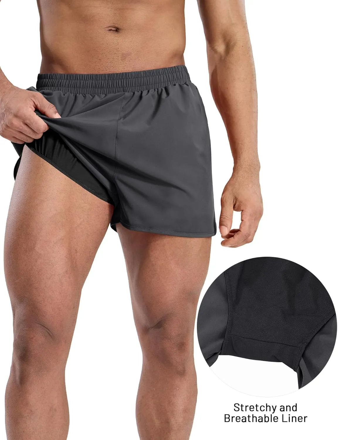 MIER Men’s Athletic Running Shorts with Brief Liner 3 Inch Quick Dry Lined Shorts with Zipper Pockets for Gym Workout