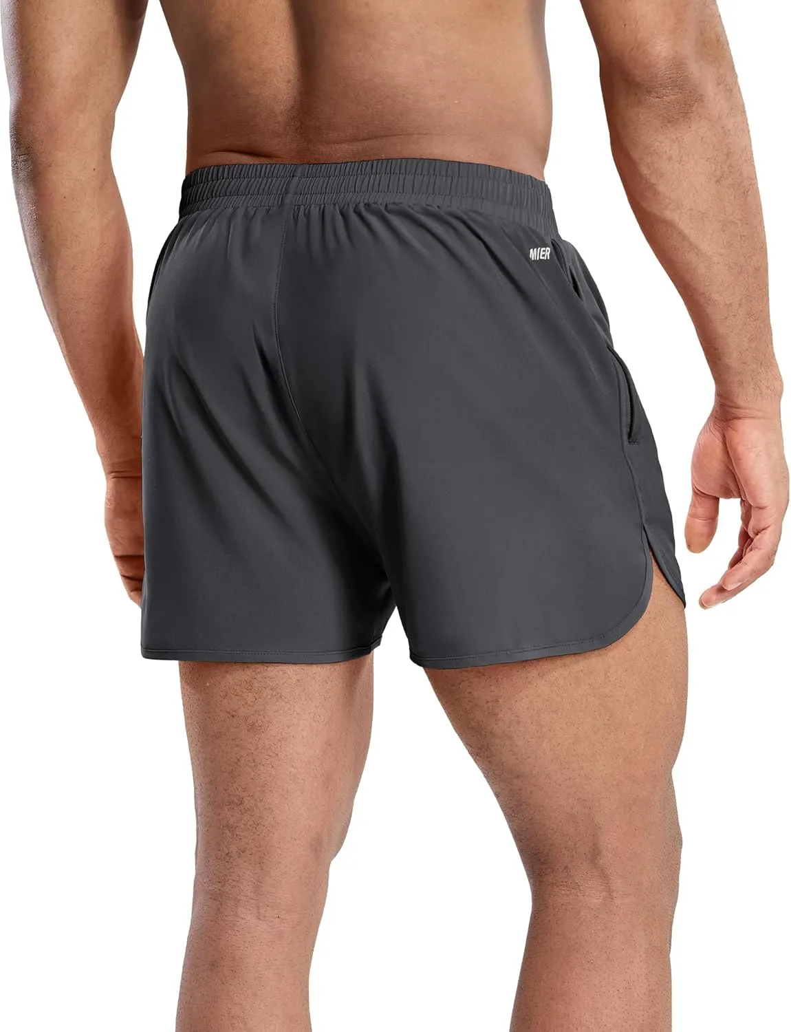 MIER Men’s Athletic Running Shorts with Brief Liner 3 Inch Quick Dry Lined Shorts with Zipper Pockets for Gym Workout