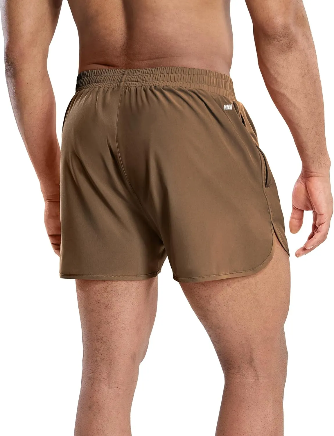 MIER Men’s Athletic Running Shorts with Brief Liner 3 Inch Quick Dry Lined Shorts with Zipper Pockets for Gym Workout
