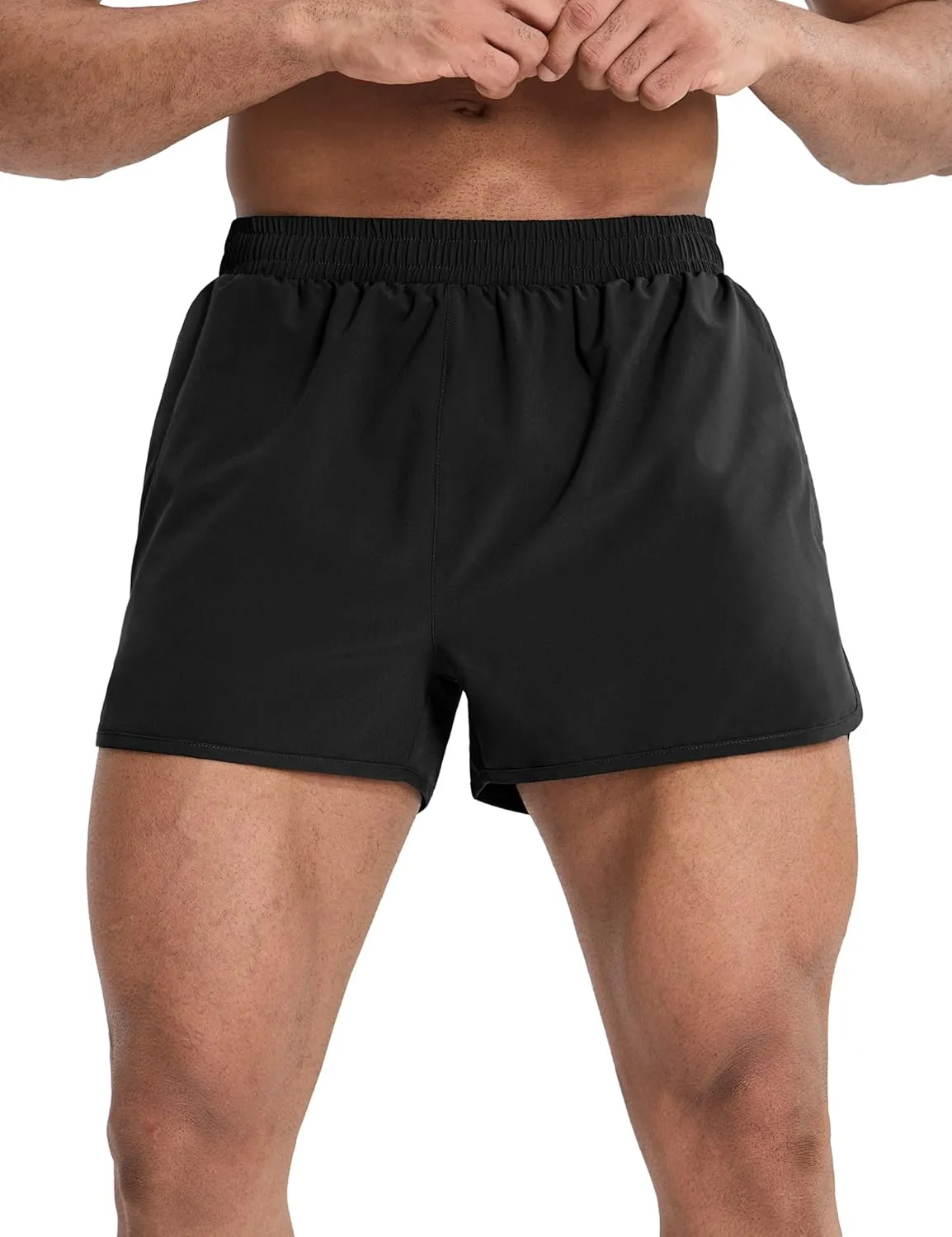 MIER Men’s Athletic Running Shorts with Brief Liner 3 Inch Quick Dry Lined Shorts with Zipper Pockets for Gym Workout