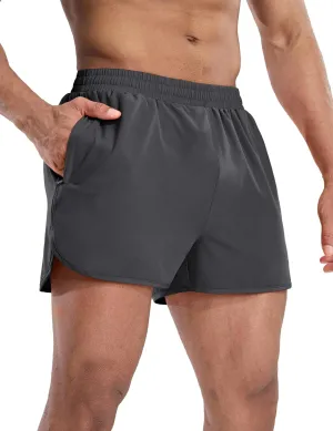 MIER Men’s Athletic Running Shorts with Brief Liner 3 Inch Quick Dry Lined Shorts with Zipper Pockets for Gym Workout