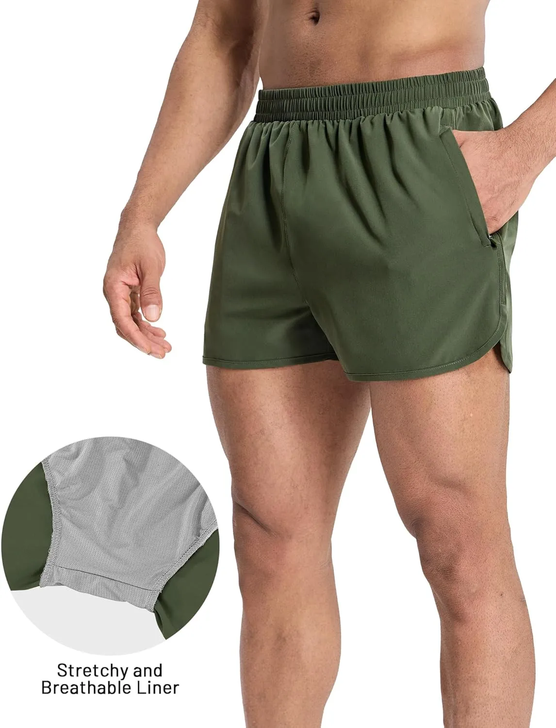 MIER Men’s Athletic Running Shorts with Brief Liner 3 Inch Quick Dry Lined Shorts with Zipper Pockets for Gym Workout