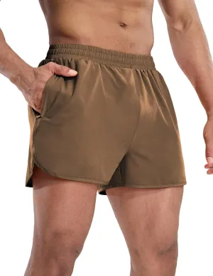 MIER Men’s Athletic Running Shorts with Brief Liner 3 Inch Quick Dry Lined Shorts with Zipper Pockets for Gym Workout