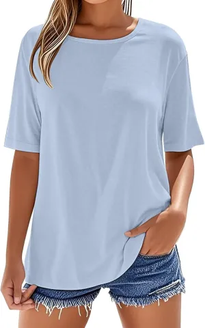 Oversized Tshirts for Women Plus Size Short Sleeve Casual Loose Fit T Shirts Crewneck Summer Basic Tee Tops 2025