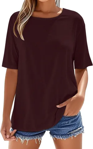 Oversized Tshirts for Women Plus Size Short Sleeve Casual Loose Fit T Shirts Crewneck Summer Basic Tee Tops 2025