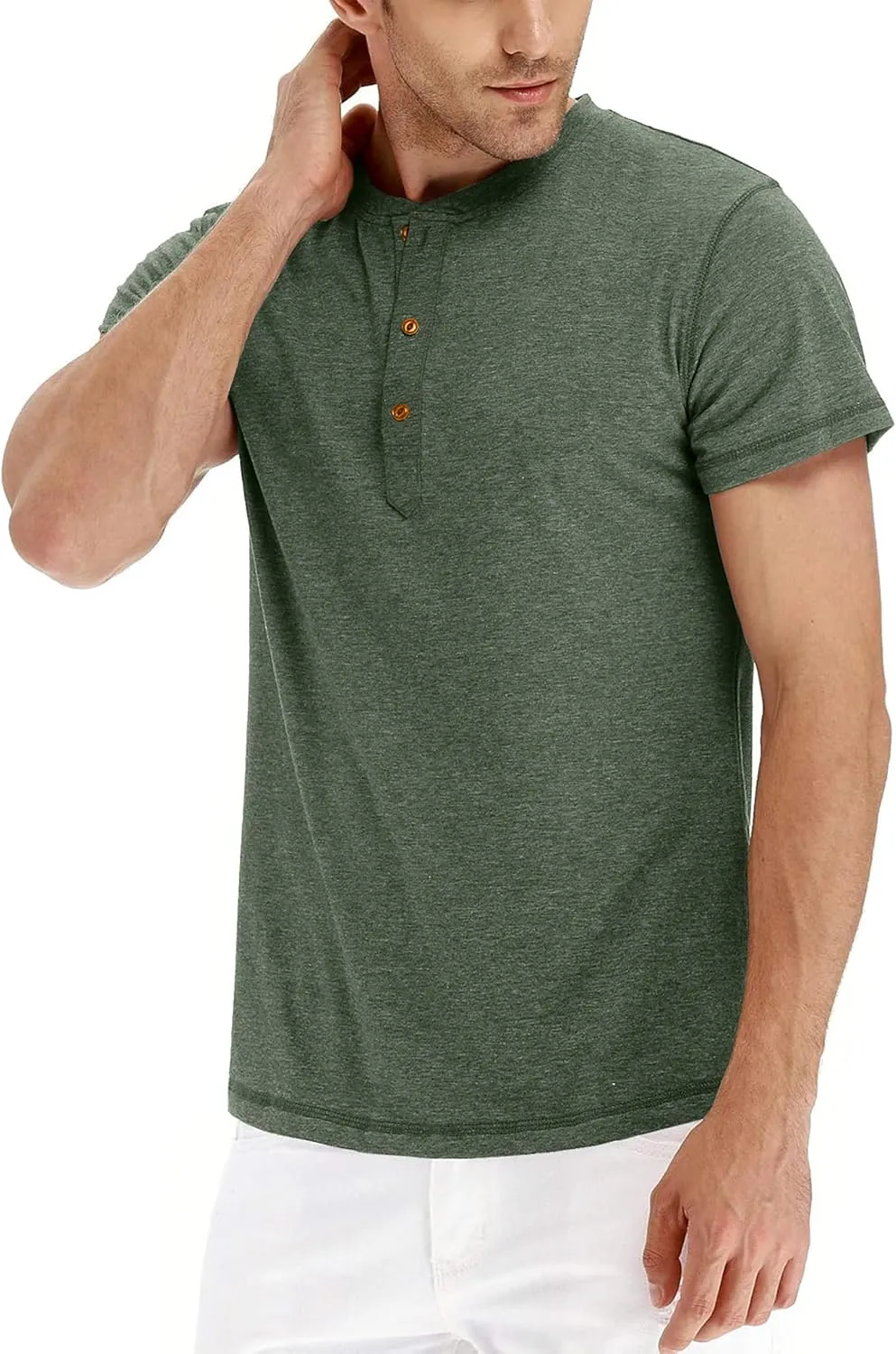 OZL Men's Henley Shirt, Men Polo Short Sleeve Blend T-Shirt with Buttons, Casual Summer Basic Tee 3Pcs