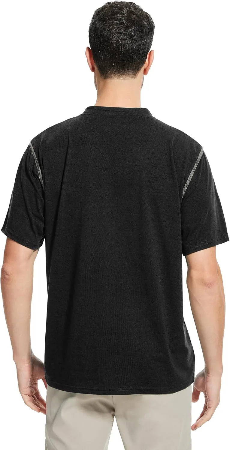 OZL Men's Henley Shirt, Men Polo Short Sleeve Blend T-Shirt with Buttons, Casual Summer Basic Tee 3Pcs
