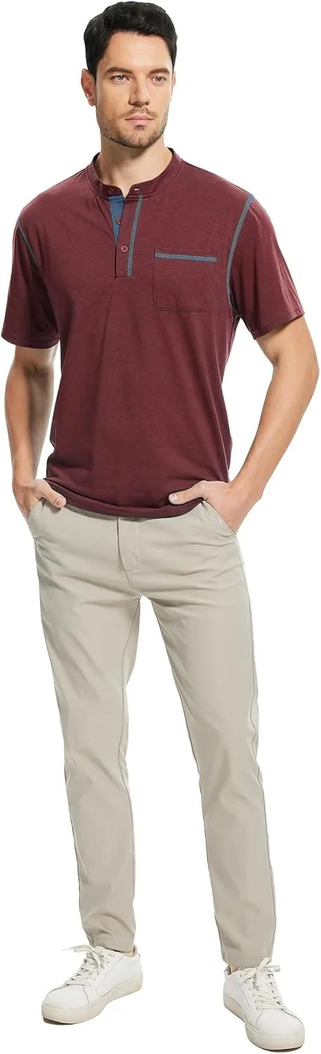 OZL Men's Henley Shirt, Men Polo Short Sleeve Blend T-Shirt with Buttons, Casual Summer Basic Tee 3Pcs