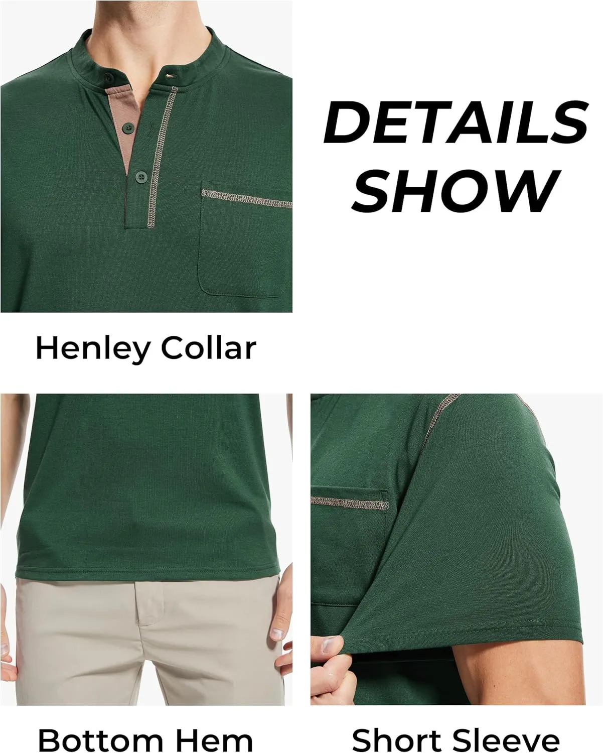 OZL Men's Henley Shirt, Men Polo Short Sleeve Blend T-Shirt with Buttons, Casual Summer Basic Tee 3Pcs