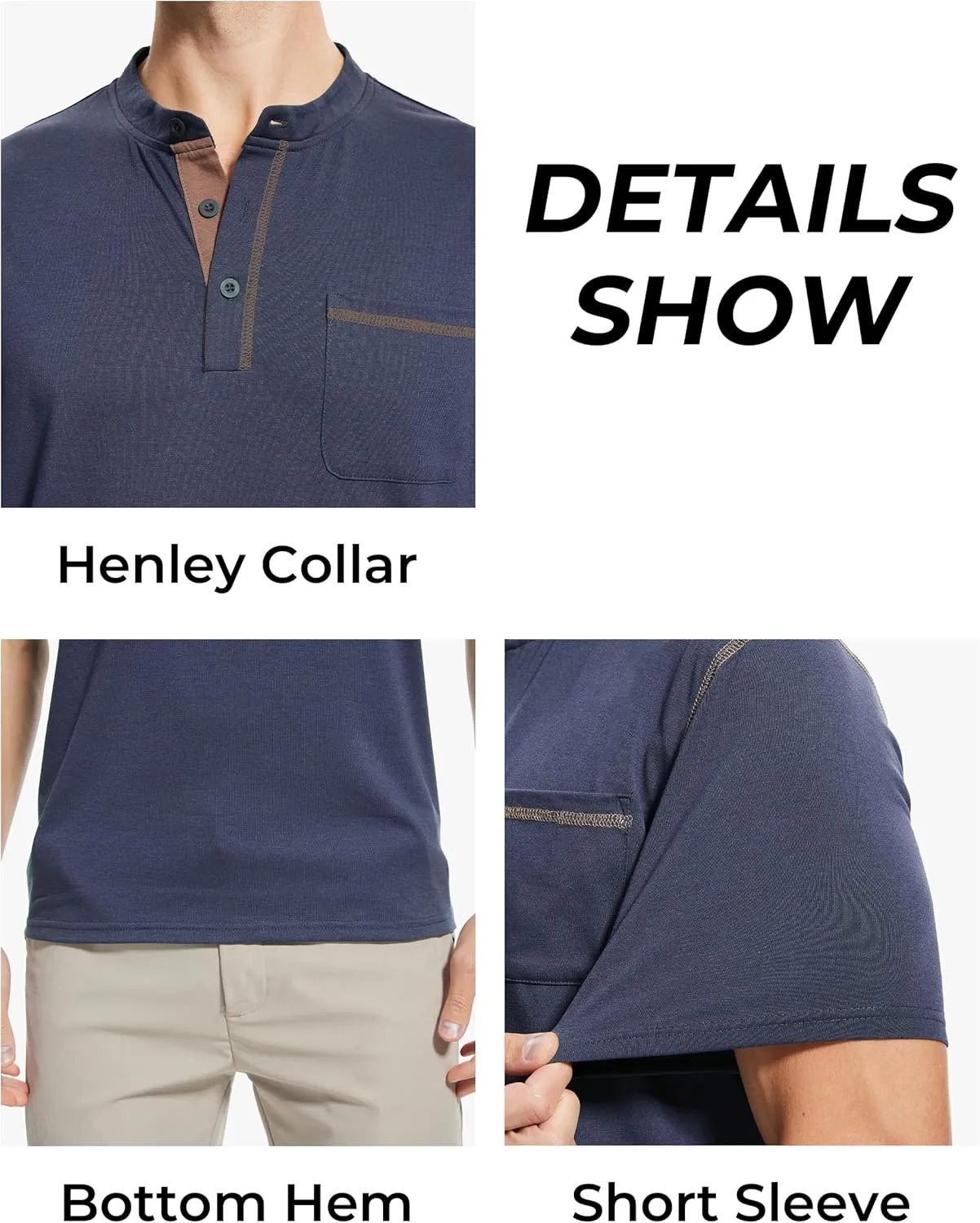 OZL Men's Henley Shirt, Men Polo Short Sleeve Blend T-Shirt with Buttons, Casual Summer Basic Tee 3Pcs