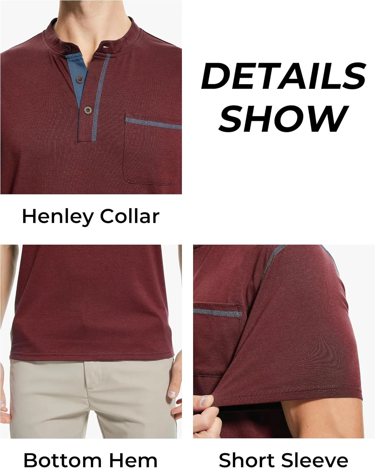 OZL Men's Henley Shirt, Men Polo Short Sleeve Blend T-Shirt with Buttons, Casual Summer Basic Tee 3Pcs