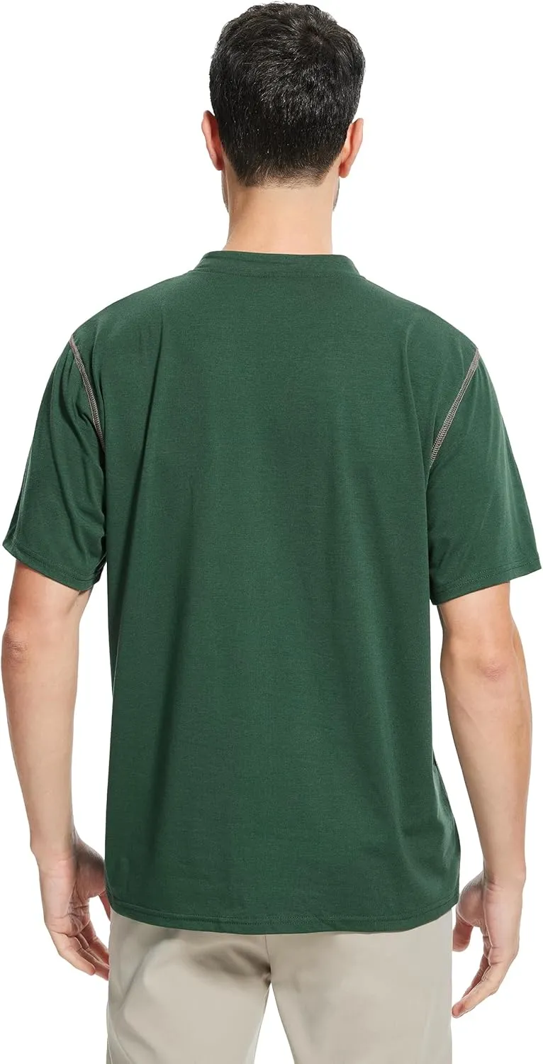 OZL Men's Henley Shirt, Men Polo Short Sleeve Blend T-Shirt with Buttons, Casual Summer Basic Tee 3Pcs