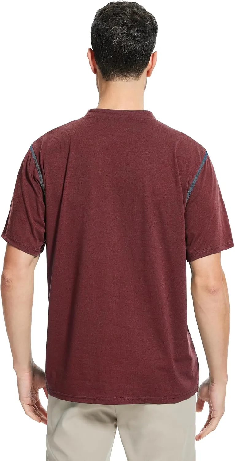 OZL Men's Henley Shirt, Men Polo Short Sleeve Blend T-Shirt with Buttons, Casual Summer Basic Tee 3Pcs