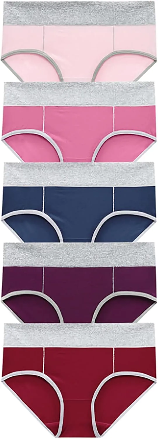Panties for Women 5 PC High Waist Briefs Full Converage Underwear Plus Size Cotton Panties Soft Steretch Underwear