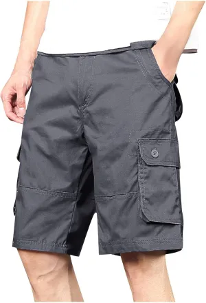 Plus Size Shorts for Men Elastic Waist Multiple Pockets Cargo Shorts Drawstring Breathable Athletic Half Short Pants