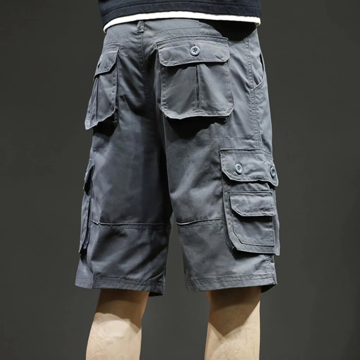 Plus Size Shorts for Men Elastic Waist Multiple Pockets Cargo Shorts Drawstring Breathable Athletic Half Short Pants