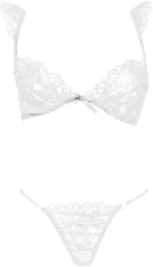 Push up Bra Set for Women Sexy Strap Bralette Underwear Briefs Lace Scalloped Trim Matching Bra and Panty
