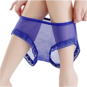 Sheer Sexy Panties for Women Thongs Lace Tangas Breathable Underwear Funny Low Waist Soft Briefs Ice Silk No Show