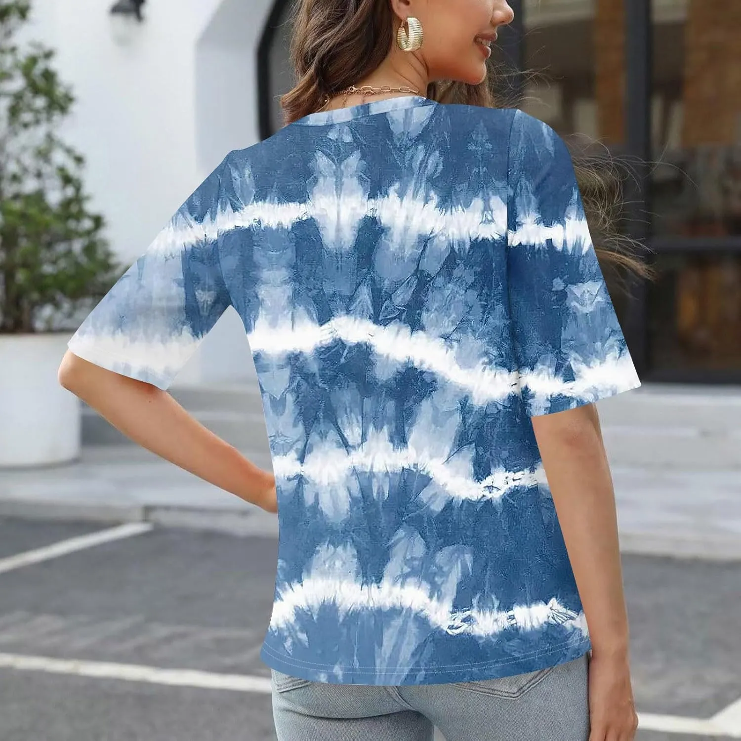 Shirts for Women Summer Spring Tops Short Sleeve V Neck T Shirts Basic Casual Blouses Clothes 2025 Trendy