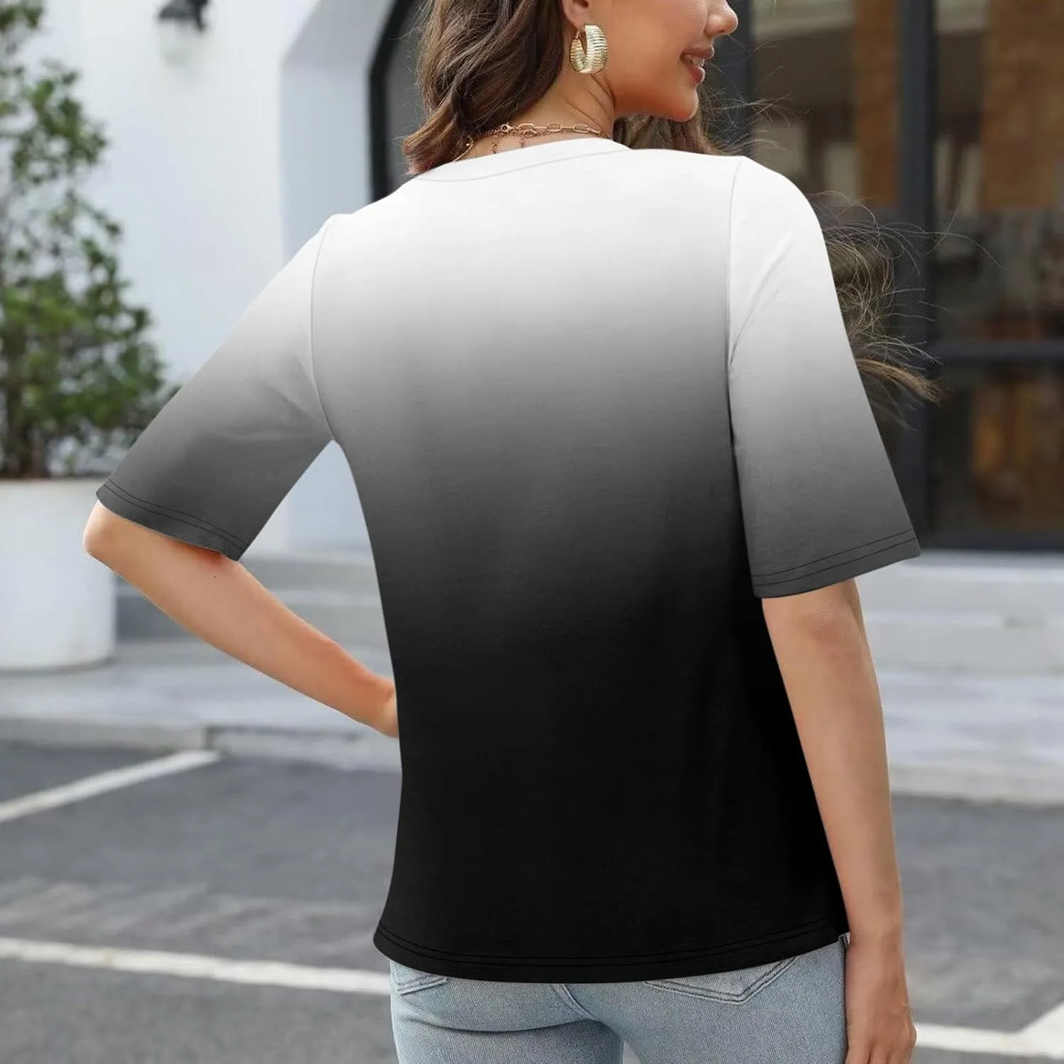 Shirts for Women Summer Spring Tops Short Sleeve V Neck T Shirts Basic Casual Blouses Clothes 2025 Trendy