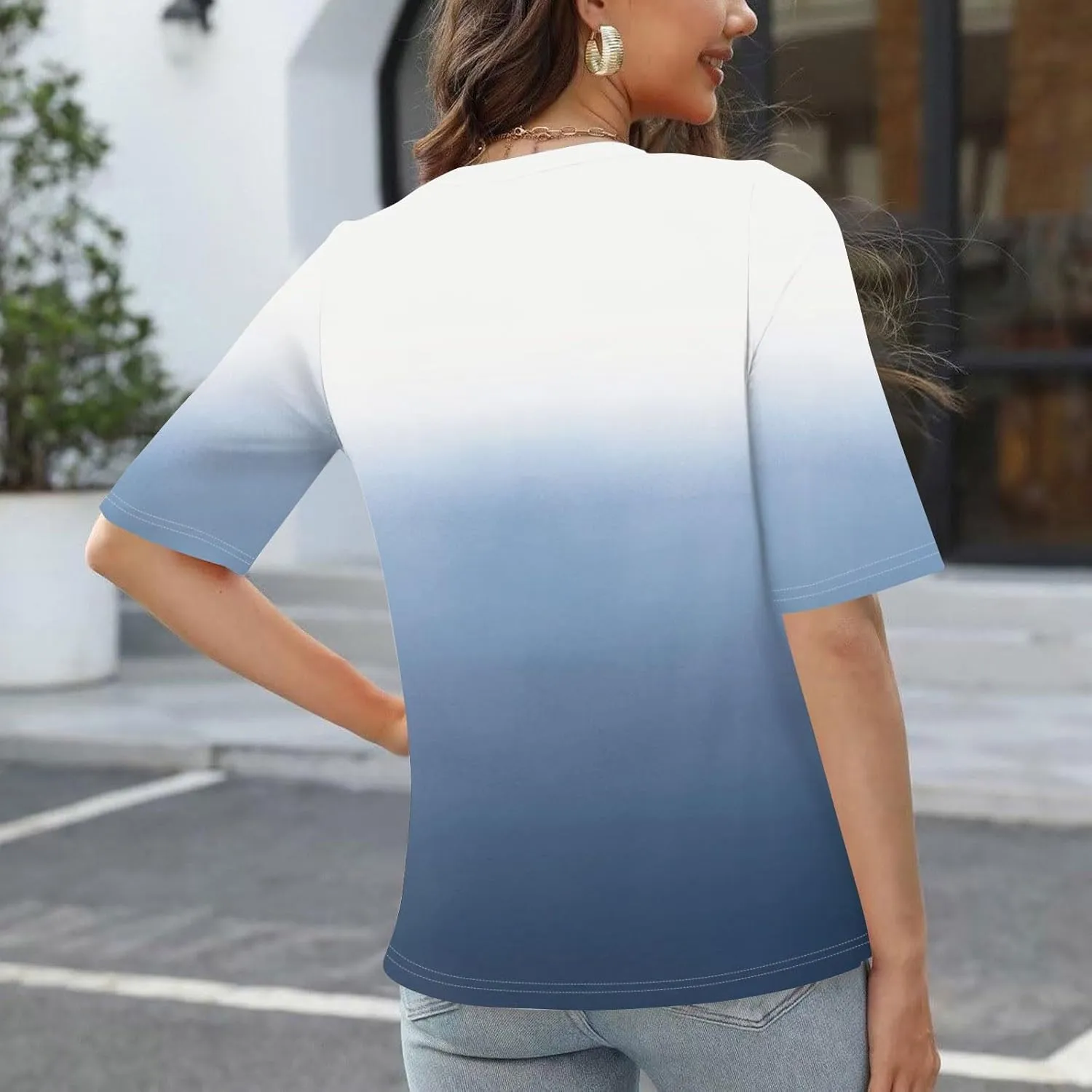 Shirts for Women Summer Spring Tops Short Sleeve V Neck T Shirts Basic Casual Blouses Clothes 2025 Trendy