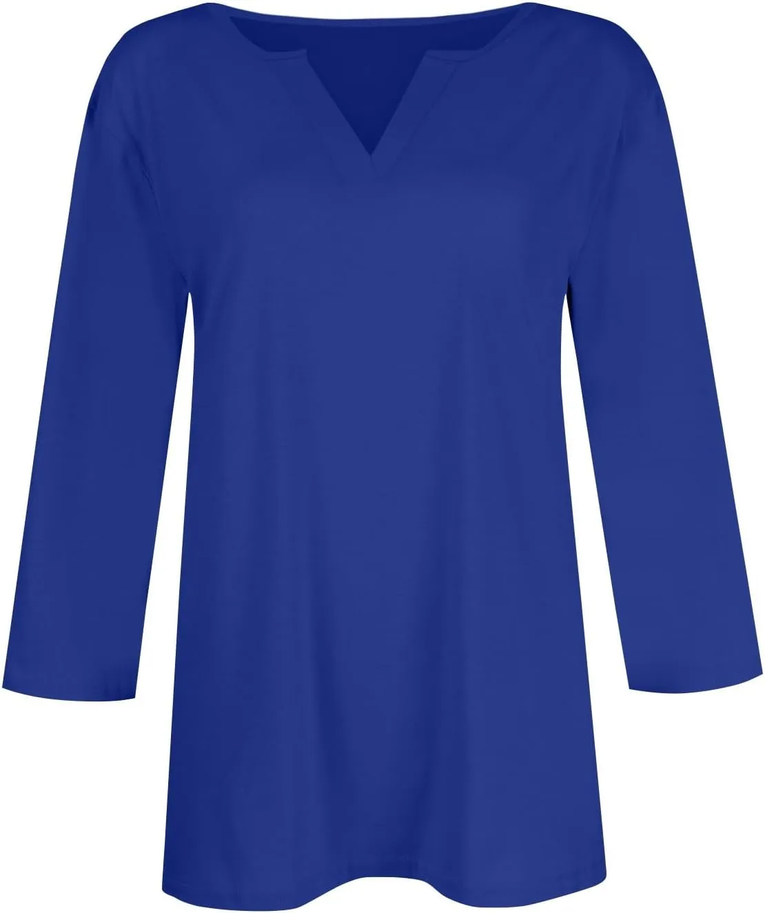 slqdgmryz 3/4 Sleeve Tops for Women Summer Notched V Neck Plain T Shirts Casual Cute Three Quarter Length Dressy Blouses
