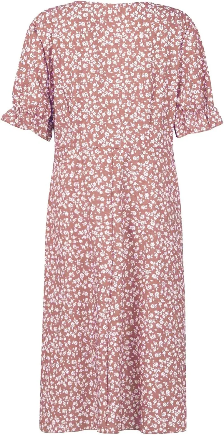 Summer Dresses for Women 2025 Fashion Floral Print V Neck 3/4 Sleeve Dress High Waist Boho Dresses Wrap Maxi Dress