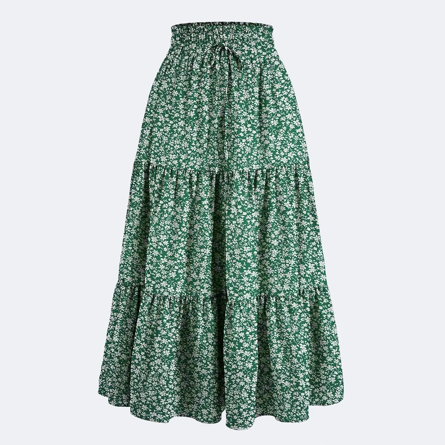 Summer Dresses for Women 2025 Vacation Boho Floral Tiered Maxi Skirt Dressy A Line Drawstring Flowy Ruffle Dresses
