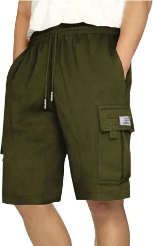 Sweat Shorts Men Cargo Elastic Waist Shorts Casual Stretch Drawstring Summer Joggers Pants Baggy with Pockets