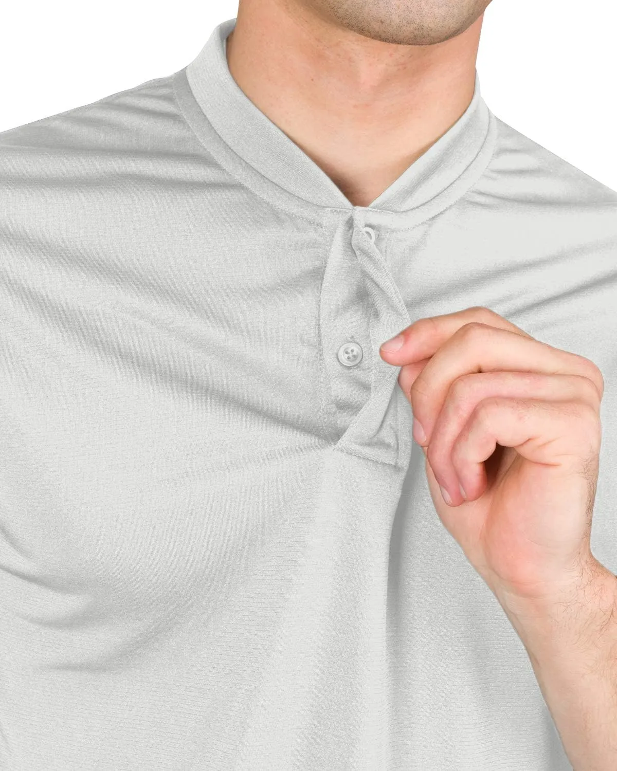 Three Sixty Six Men's Short Sleeve Collarless Golf Polo - Lightweight, Moisture-Wicking, Quick Dry, Stretch Fabric