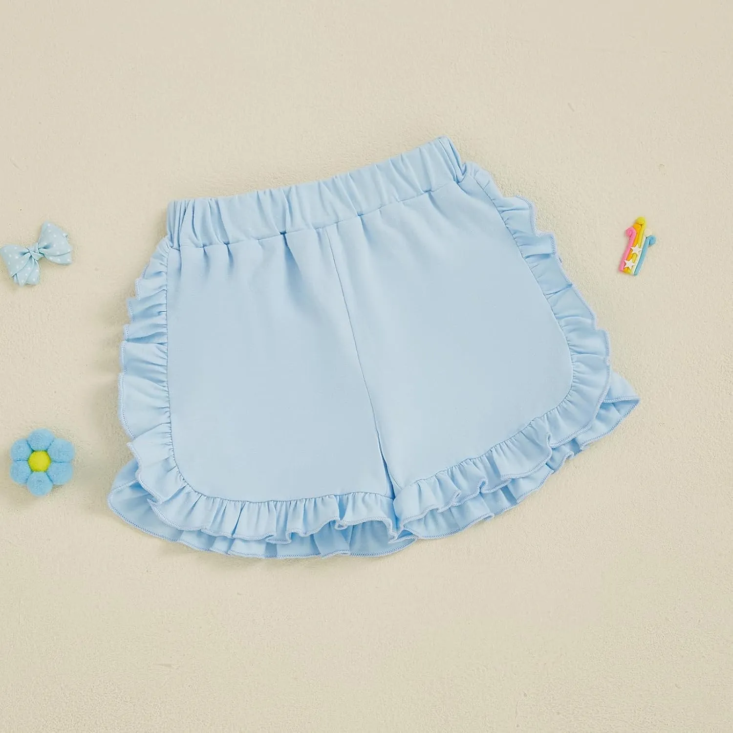 Toddler Baby Girl Ruffle Shorts Gingham Plaid/Solid Elastic Waist Shorts Pants Bottoms Casual Summer Outfit
