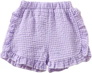 Toddler Baby Girl Ruffle Shorts Gingham Plaid/Solid Elastic Waist Shorts Pants Bottoms Casual Summer Outfit