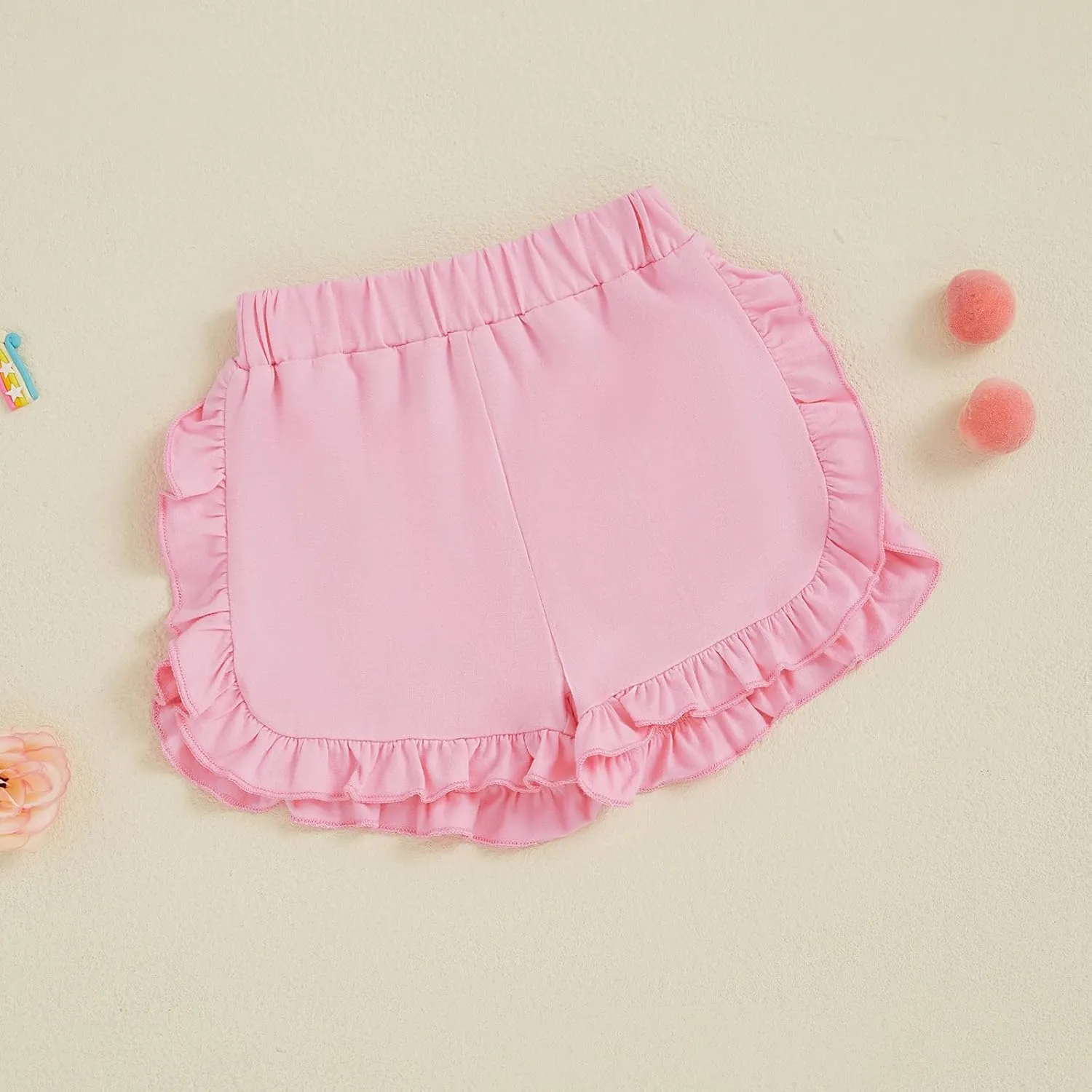 Toddler Baby Girl Ruffle Shorts Gingham Plaid/Solid Elastic Waist Shorts Pants Bottoms Casual Summer Outfit