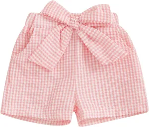 Toddler Baby Girl Shorts Gingham Plaid Shorts Summer Casual Elastic Waist Shorts Pants Bottoms 9M-4T