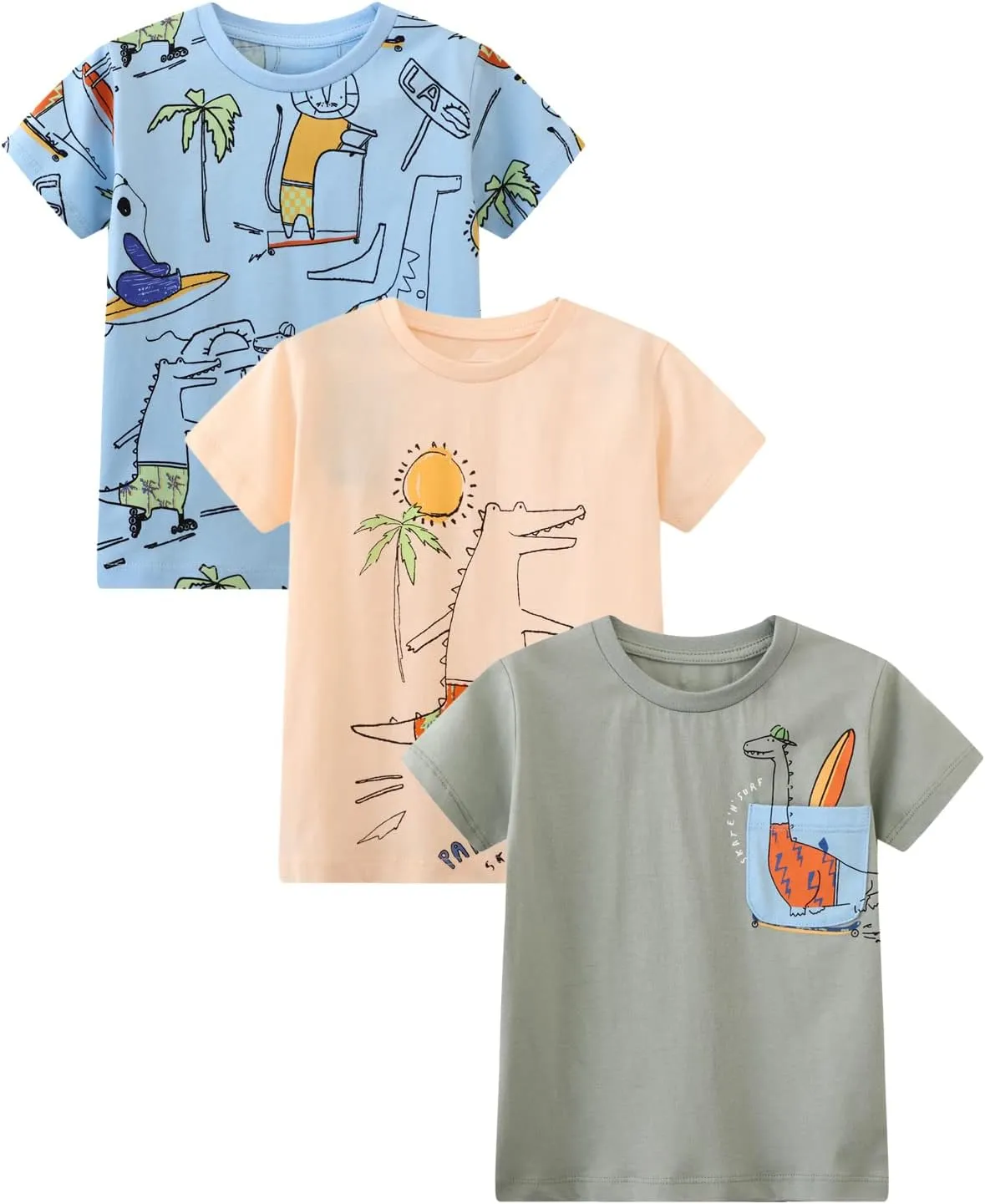 Toddler Boys' Short Sleeve Tees Cotton Casual Graphic Crewneck Summer Top Clothes T-Shirts